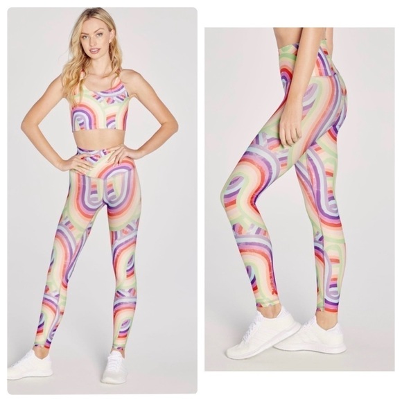 Wildfox Soleil High Waisted Leggings 7/8 Length Rainbow Sz. Medium - Picture 1 of 8